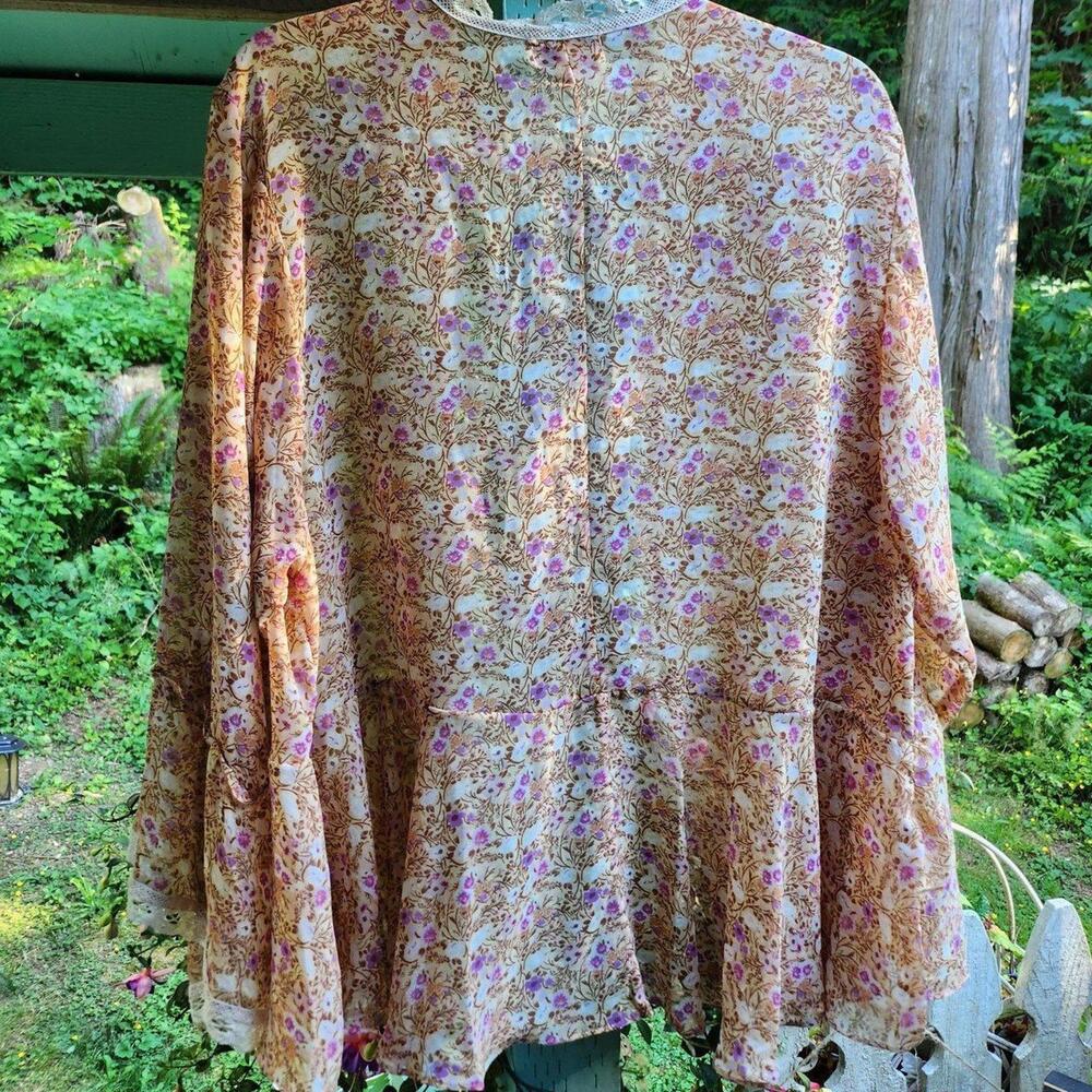 Bloomfield Floral Lace Trim Kimono Cardigan – Size M - Picture 5 of 6